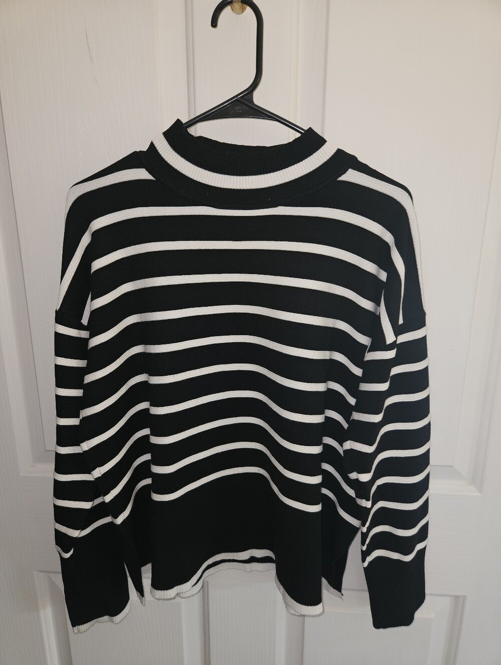 Rachel Zoe Black & White Striped Crewneck Sweater